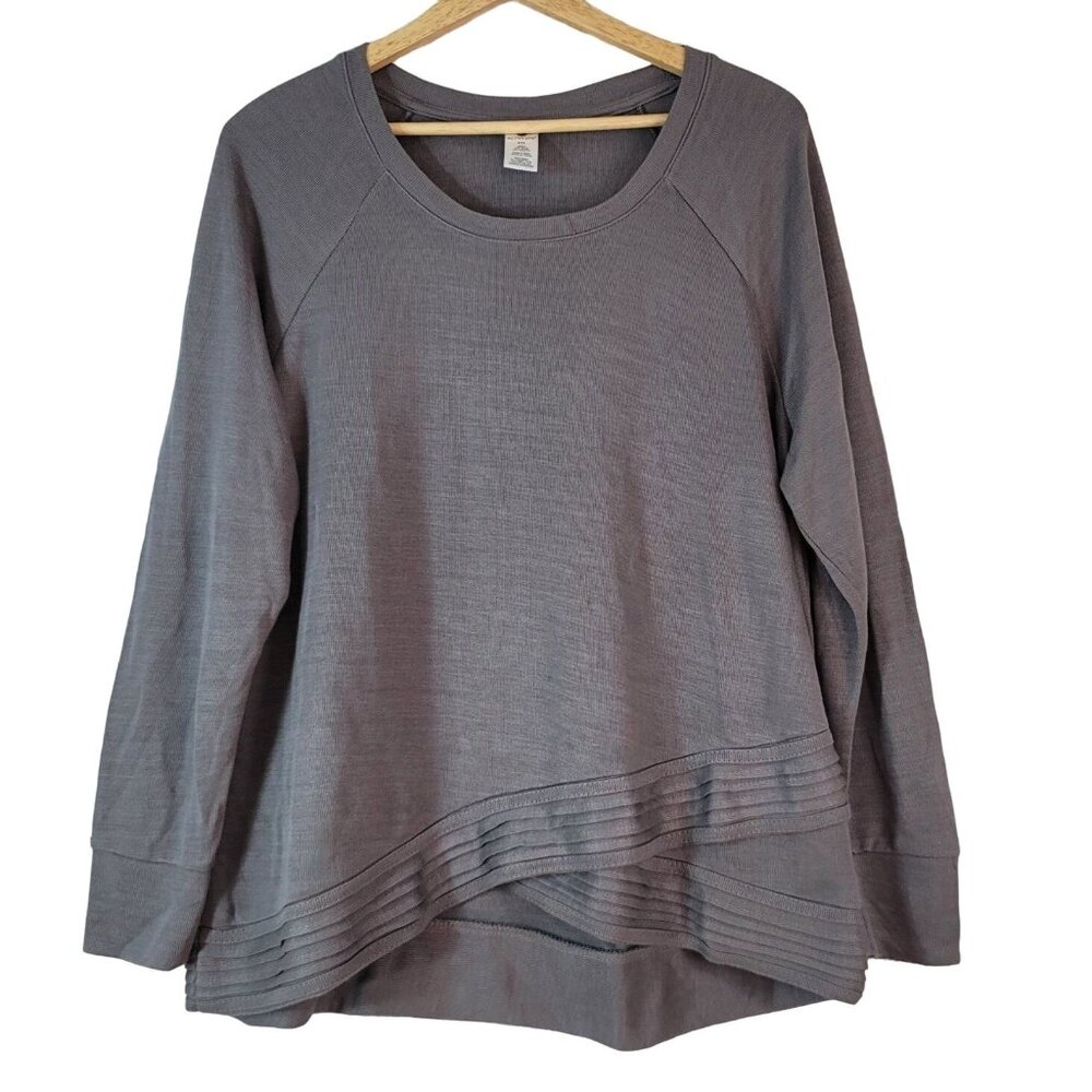 Active Life Knit Pullover Top Gray Plus Size XXL Long Sleeve Sweater Tunic Modal